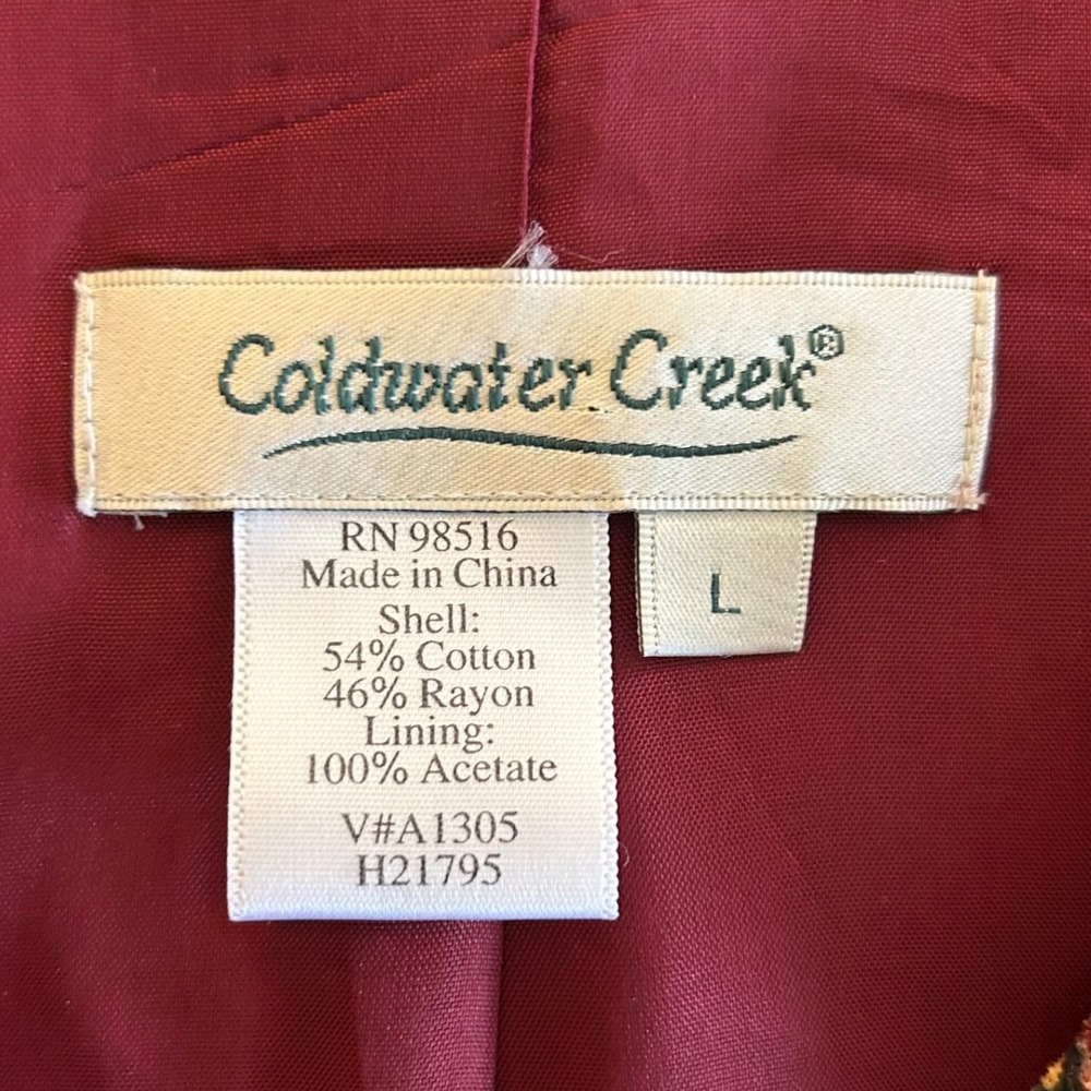 Coldwater Creek Paisley Print Corduroy Blazer Jacket Burgundy Blue Multi Size L - Picture 2 of 9